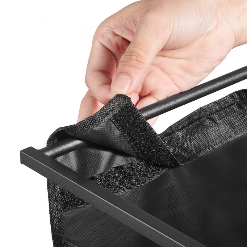 Black Laundry Hamper Sorter on Wheels and 2 Fabric Bags and Wooden Shelves for Home Storage - 27.56 x 12.99 x 41.14 in
