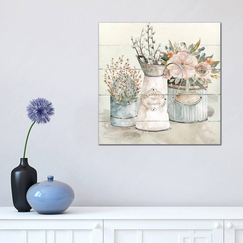 iCanvas "Shiplap Flower Market" by Carol Robinson Canvas Print - 18x18x1.5
