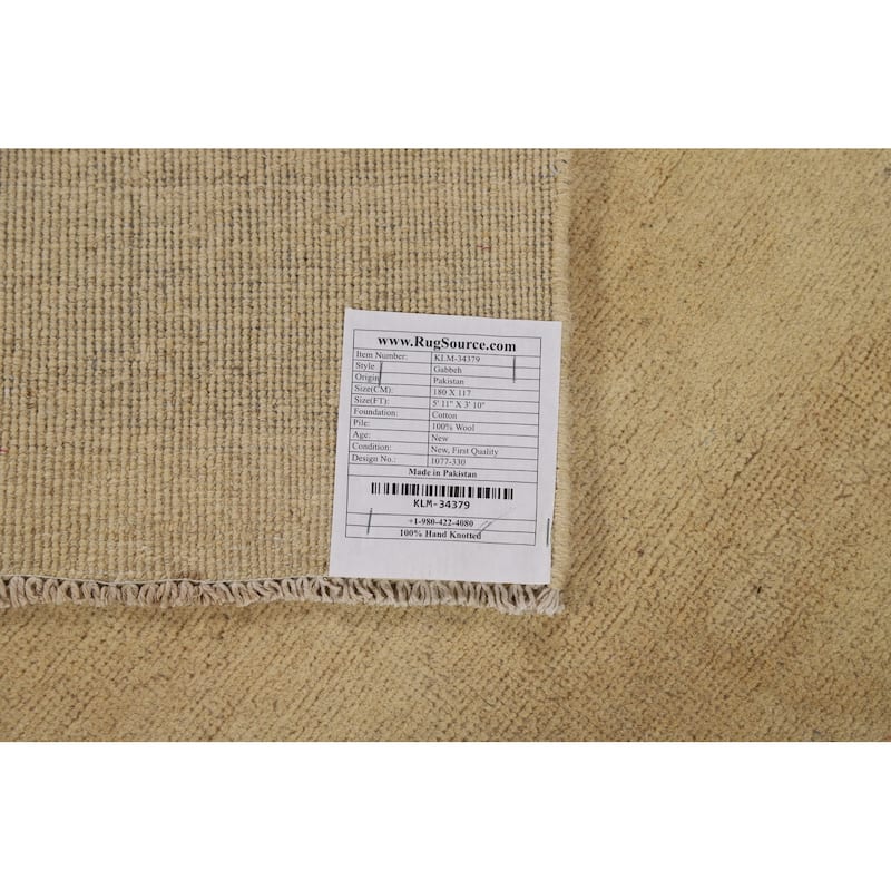 Gabbeh Modern Accent Rug Handmade Solid Wool Carpet - 3'10"x 5'11"