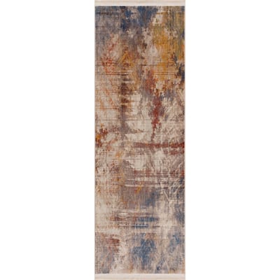 Tecu Distressed Abstract Area Rug By HomeRoots - 2' X 6'