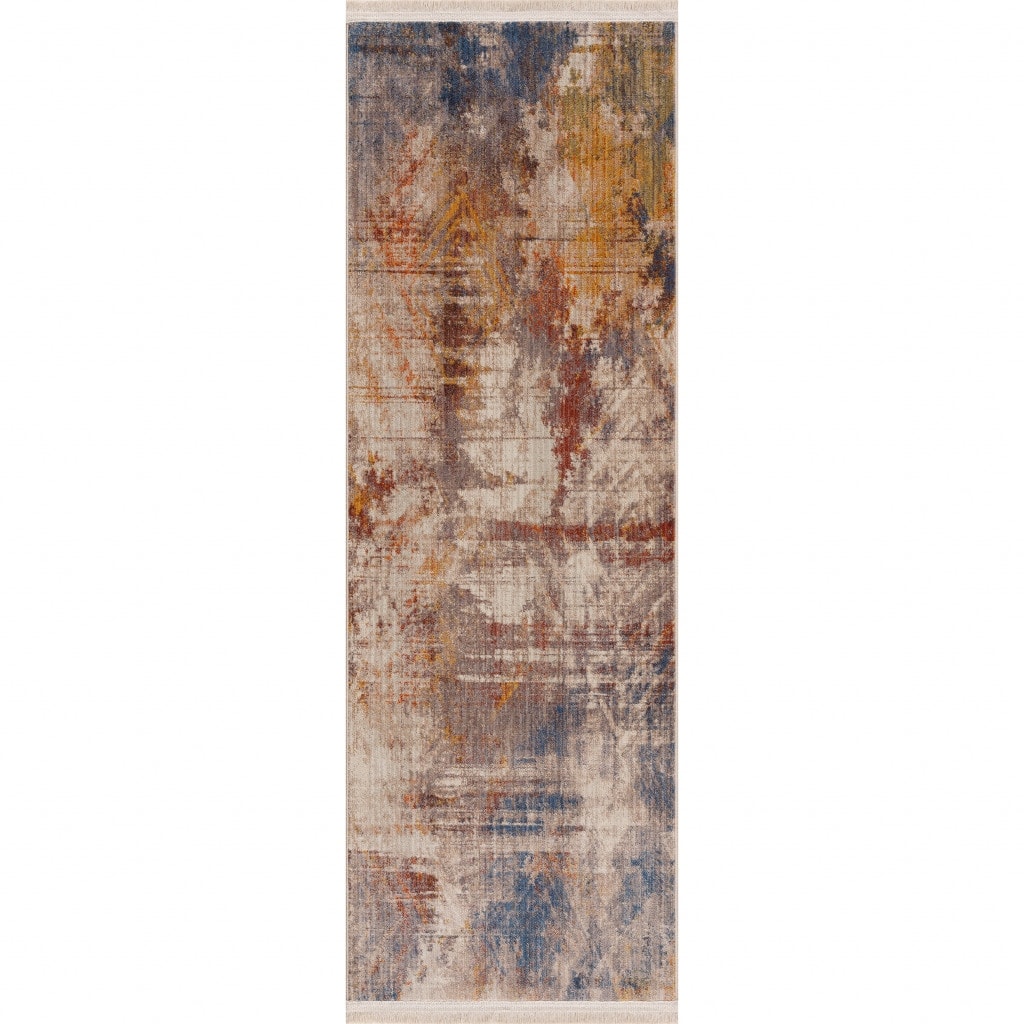 Tecu Distressed Abstract Area Rug By HomeRoots - 2' X 6'