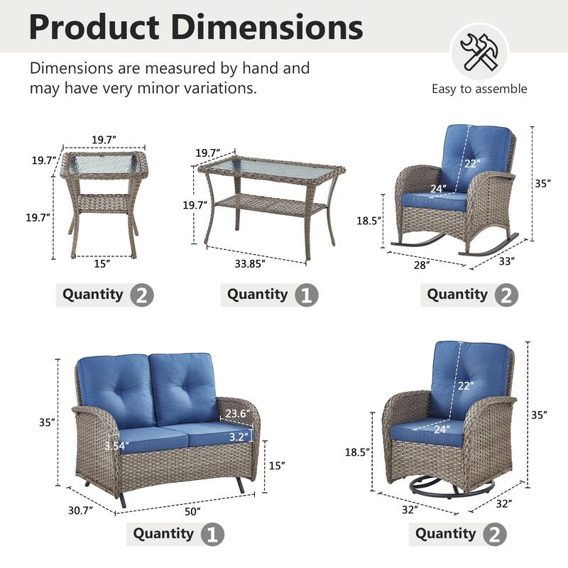 Gymojoy Outdoor Wicker Patio Furniture Loveseat Glider & Chair Set Weather-Resistant