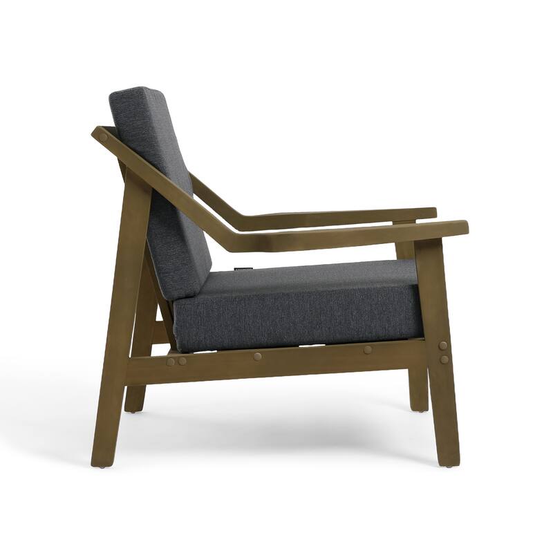 3-piece Teak Modern Cushioned Club Chairs Set Patio Bistro Set