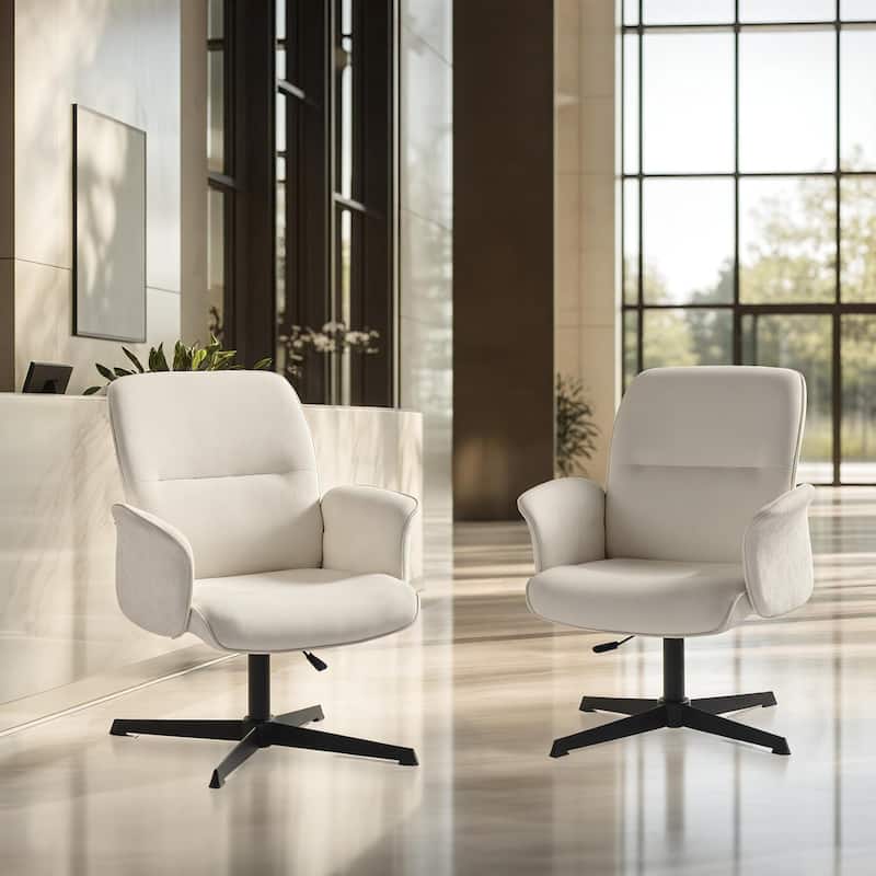 Homy Casa Modern Upholstered Office Chair, High Back Desk Chair with Armrests, Adjustable Height, Metal Base