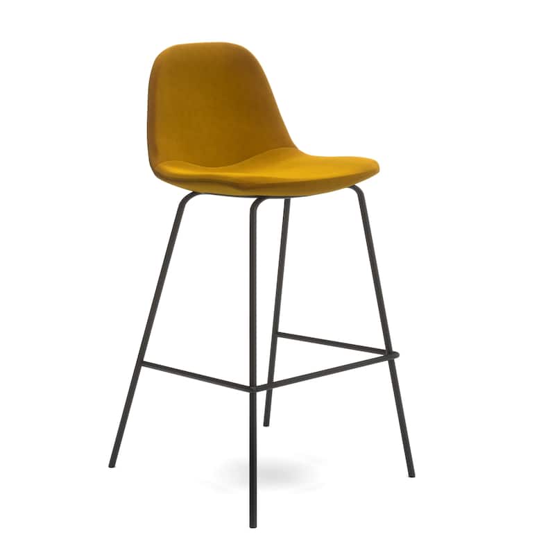 Maxine Velvet Counter Height Stools Black Legs (Set of 2) - Gold Velvet