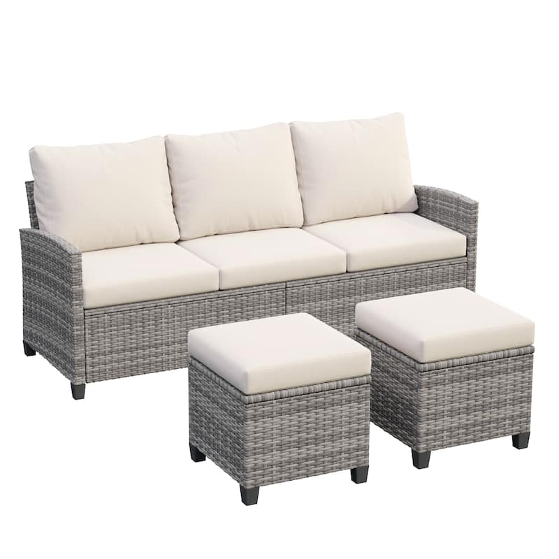 6-Piece Wicker Patio Conversation Set with Swivel Chairs