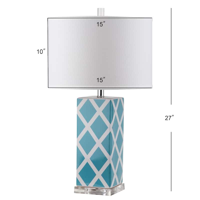 SAFAVIEH Lighting Cami 27-inch Navy Garden Lattice Table Lamp (Set of 2) - 15"x15"x27" - 15Wx15Dx27H