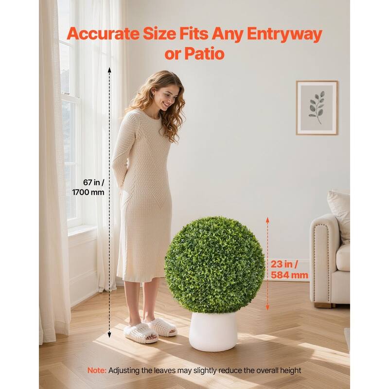 Green PE Artificial Topiary Tree 23-inch with Realistic Foliage and Weather-Resistant Design - 23 x 23 x 23 in