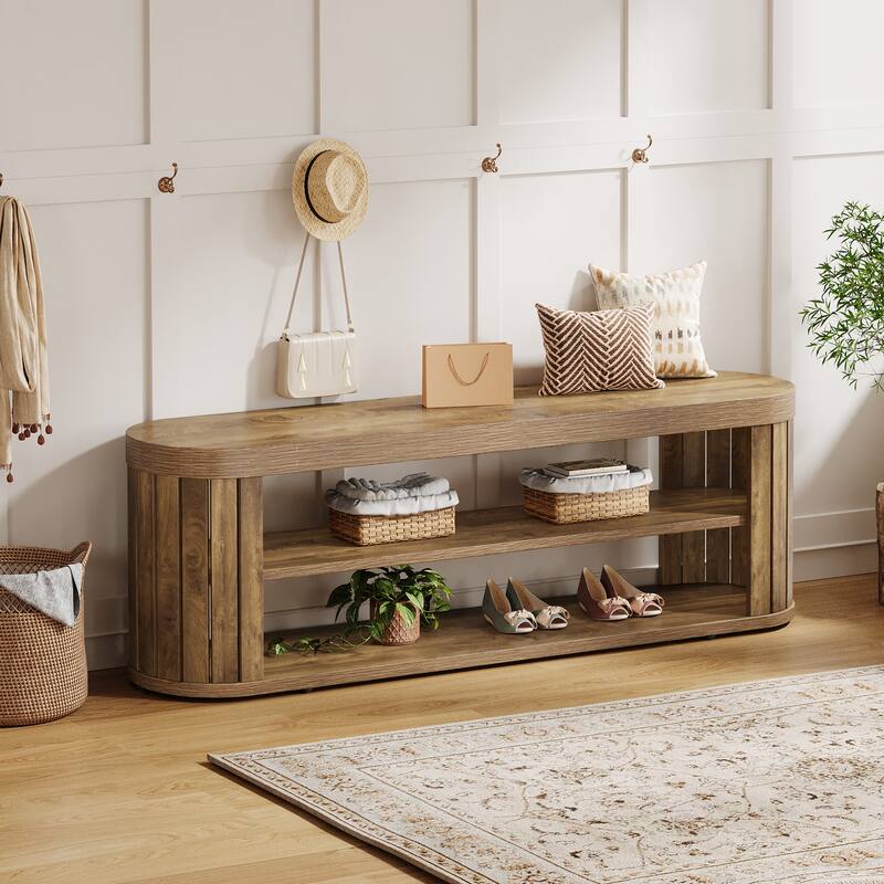 Wood Dining Bench, Shoe Storage Entryway Bench, Bedroom Hallway Living Room End of Bed Stool Accent Bench