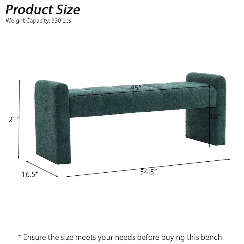 54" Boucle Bedroom Bench with Channel Tufted