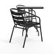preview thumbnail 10 of 35, 23.5" Square Glass Metal Table with 2 Metal Aluminum Slat Stack Chairs