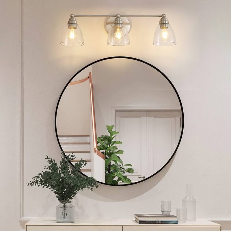 Modern 3-Light Vanity Light 26.2"" Brushed Nickel & 25.7"" Black Bronze with Clear Glass