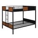 preview thumbnail 6 of 7, Modern Full-over-Full Bunk Bed with Safety Rail and Ladder, Steel Bed Frame Built-in Ladder for Bedroom, Black