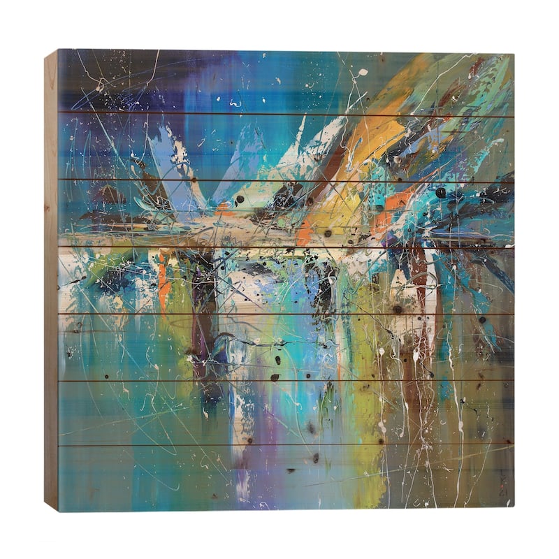 Polar Night's Mystery Print On Wood by KuptsovaArt - Multi-Color - 26x26x1.5