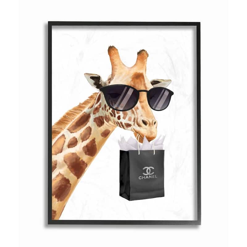 Stupell Glam Fashion Giraffe Animal Painting Framed Wall Art, Design By Artist Ziwei Li