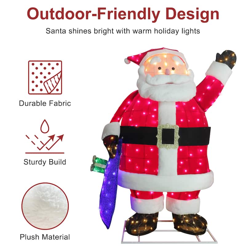 Puleo International 6 ft Santa with Gift Box Christmas Outdoor Decor - Red
