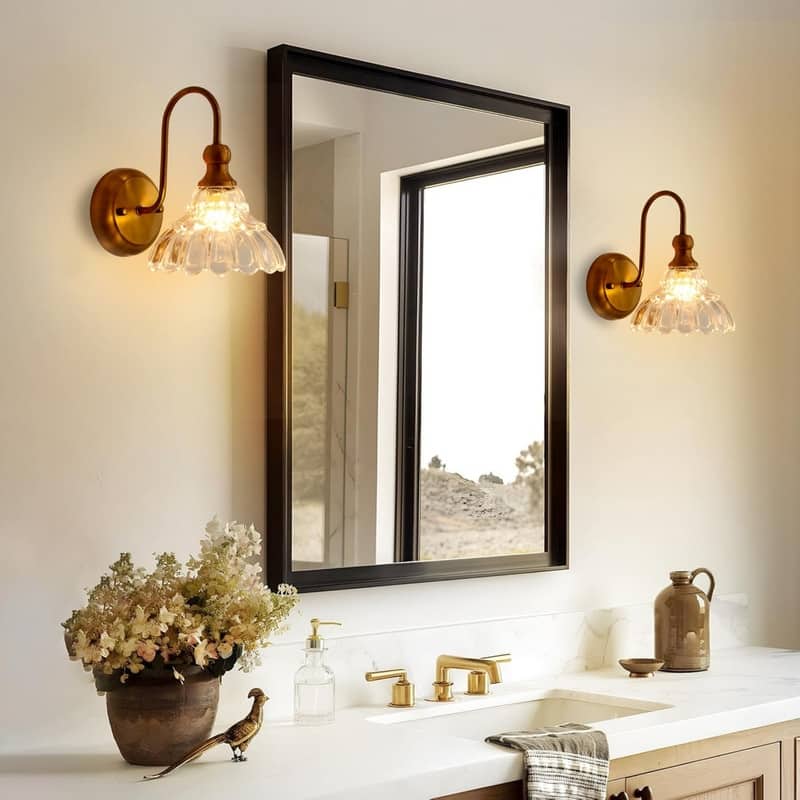 2 Pack wall sconce gold lights in walls iron bathroom with sconces