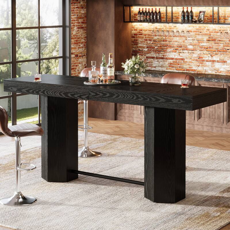 Industrial Bar Table, 70.9" Long Counter Height Pub Table with Sturdy Base