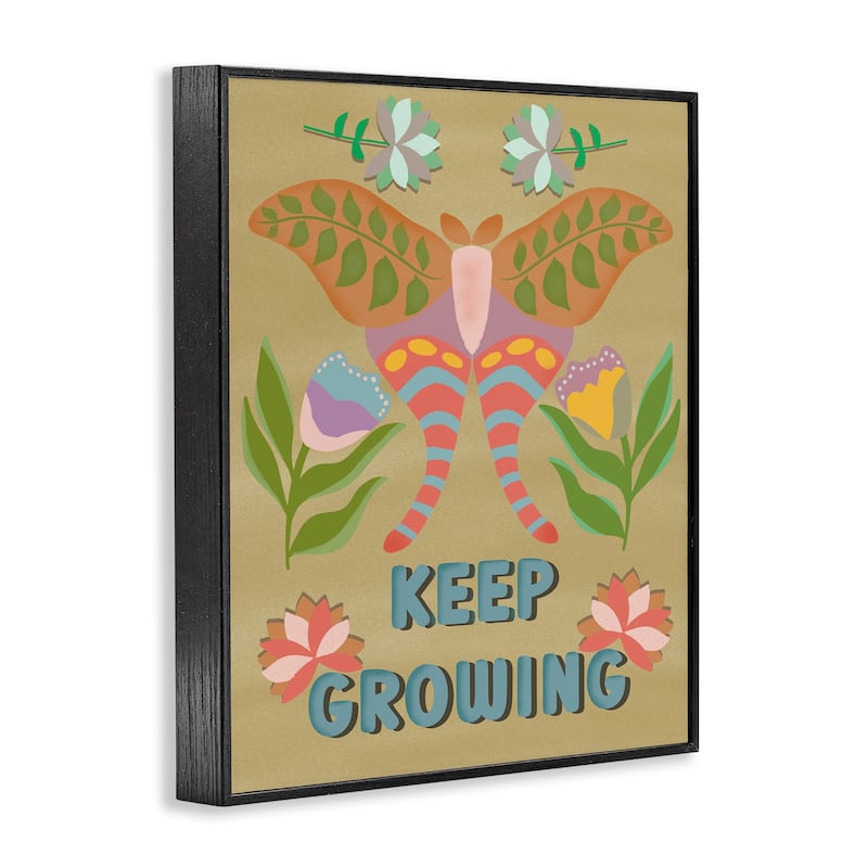 Stupell Keep Growing Butterfly Framed Giclee Art Design By Julia Fox