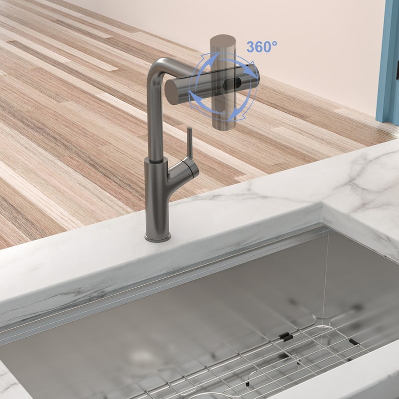 Modern & Sleek Design 360°Pull-Down Kitchen Faucet with 4 Spray Modes,