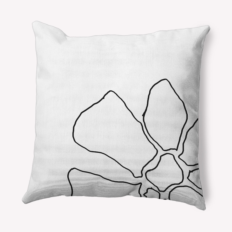 Petal Lines Indoor/Outdoor Throw Pillow - 16" x 16" - Black/White