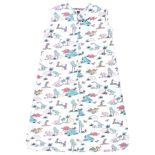 Hudson Baby Infant Girl Cotton Sleeveless Wearable Sleeping Bag, Sack, Blanket, Pink Dinosaur Adventures
