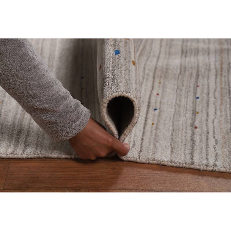 Striped Gabbeh Oriental Area Rug Handmade Wool Carpet - 7'9" x 9'8"