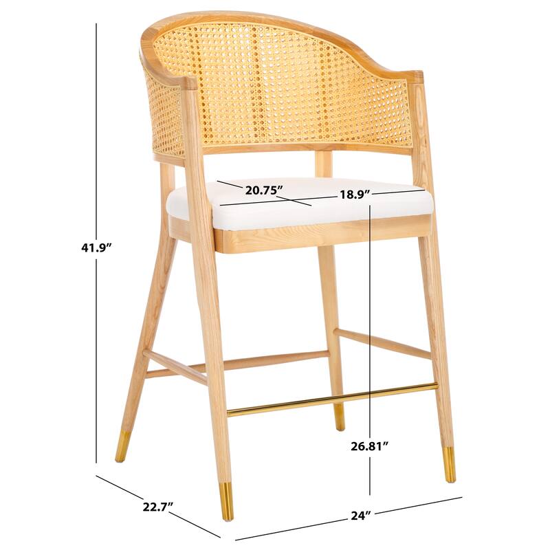 SAFAVIEH Couture Rogue Rattan 27-inch Barstool - 24Wx23Dx42H - Natural
