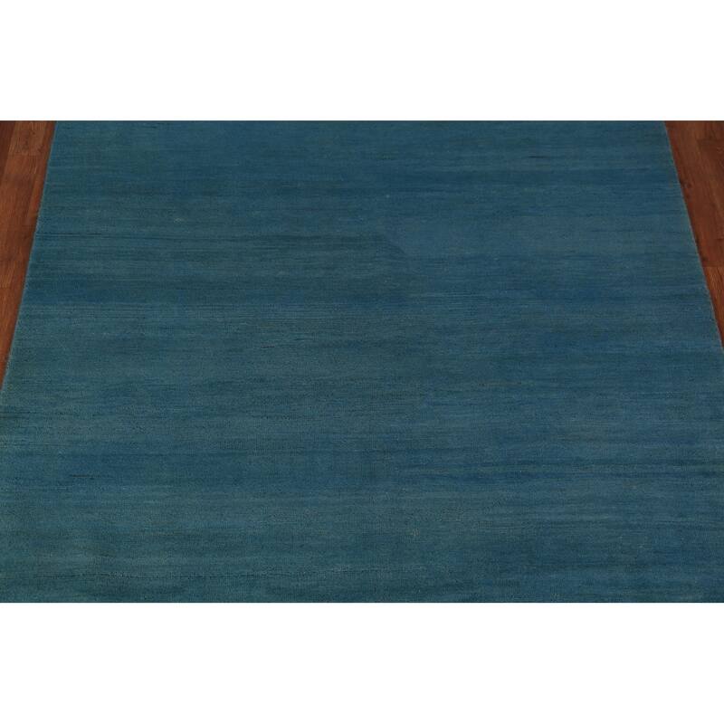 Blue Gabbeh Modern Area Rug Handmade Oriental Blue Wool Carpet - 5'6" x 7'10"