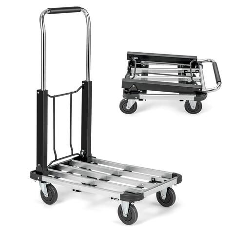 Costway Folding Platform Truck 330LBS Aluminum Push Cart Adjustable - See Details