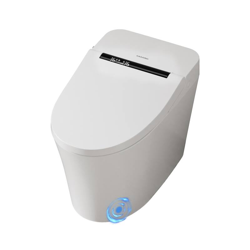 Elongated Smart Toilet Bidet 0.92/1.28 GPF in White with Multi Washing, Auto Open/Close/Flush, UV Sterilization
