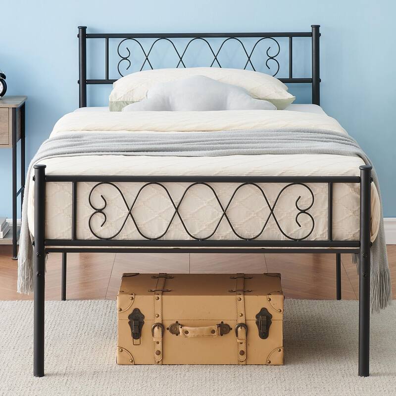 Bed Frame with Headboard and Footboard for Girls and Boys