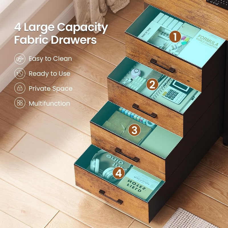 L Shaped Gaming Desk Drawers Computer Desk with Display Cabinet