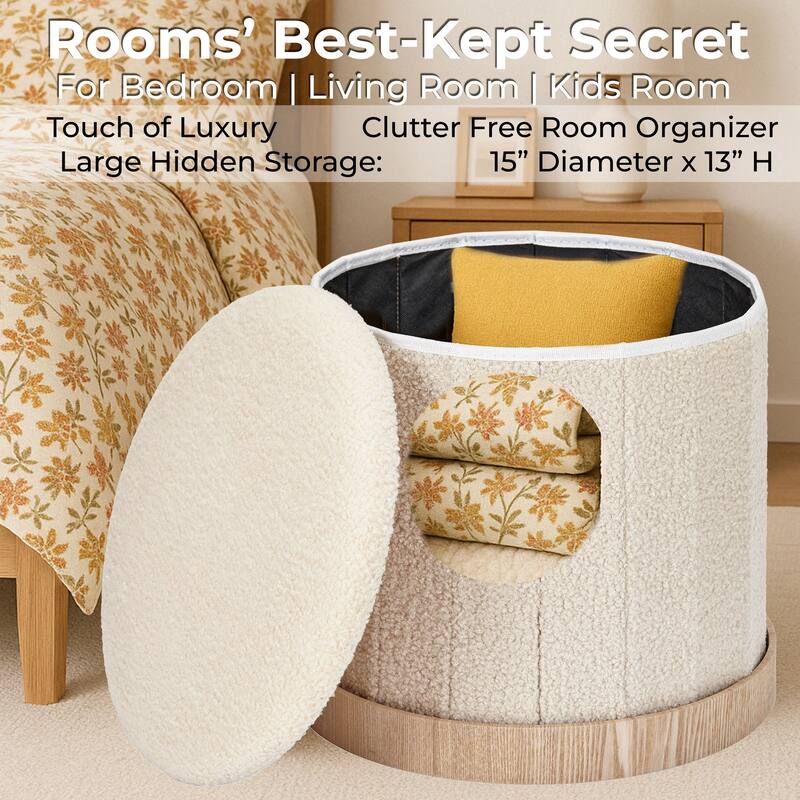 Aria Home Teddy Fabric Ottoman Coffee Table with Hidden Storage