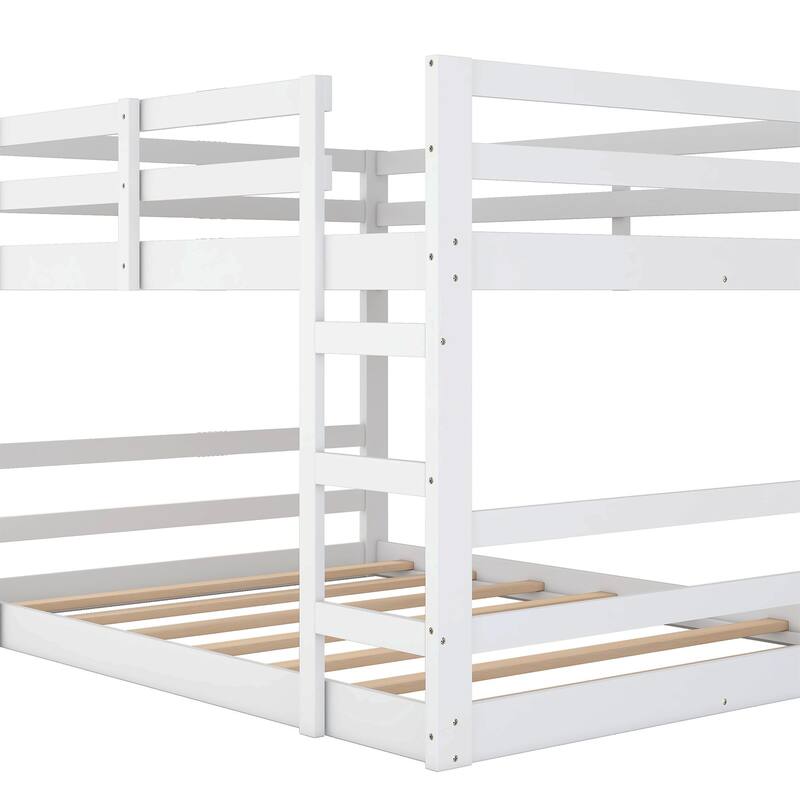 Solid Wood Twin Over Twin/Full Over Full Bunk Bed with Ladder and Safety Guardrails