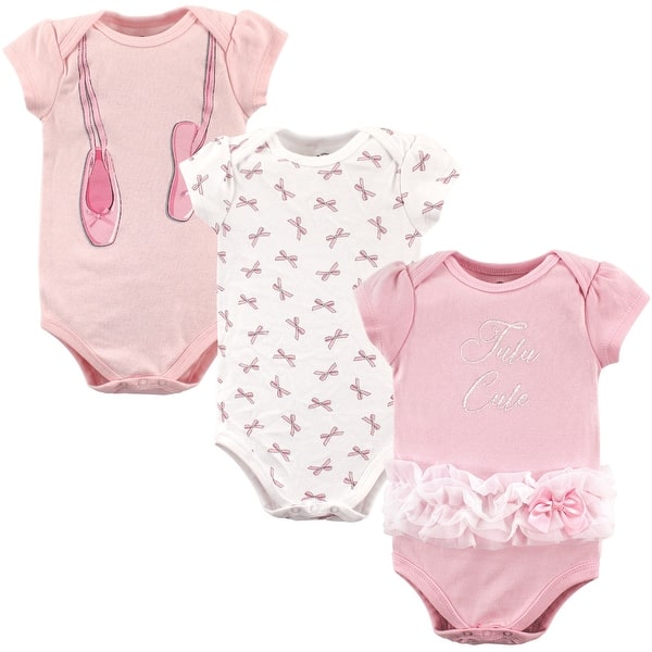 slide 1 of 1, Little Treasure Baby Girl Cotton Bodysuits 3pk, Ballerina 0-3 Months - Ballerina