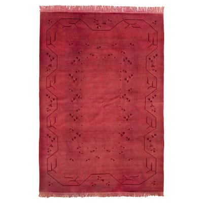 ECARPETGALLERY Hand-knotted Color Transition Magenta Wool Rug - 6'8 x 10'0