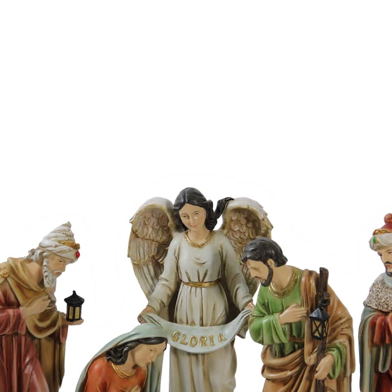 Vibrantly Colored Traditional Christmas Nativity Figurine Set - 15.5"