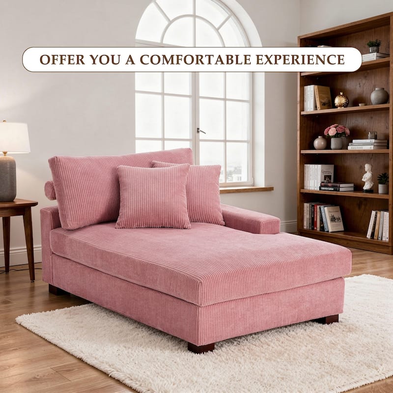 Corduroy Chaise Lounge Chair Upholstered Indoor Lounger Sofa