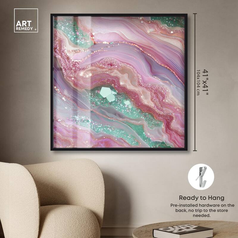 Pink and Mint Crystal II Shadowbox by Art Remedy