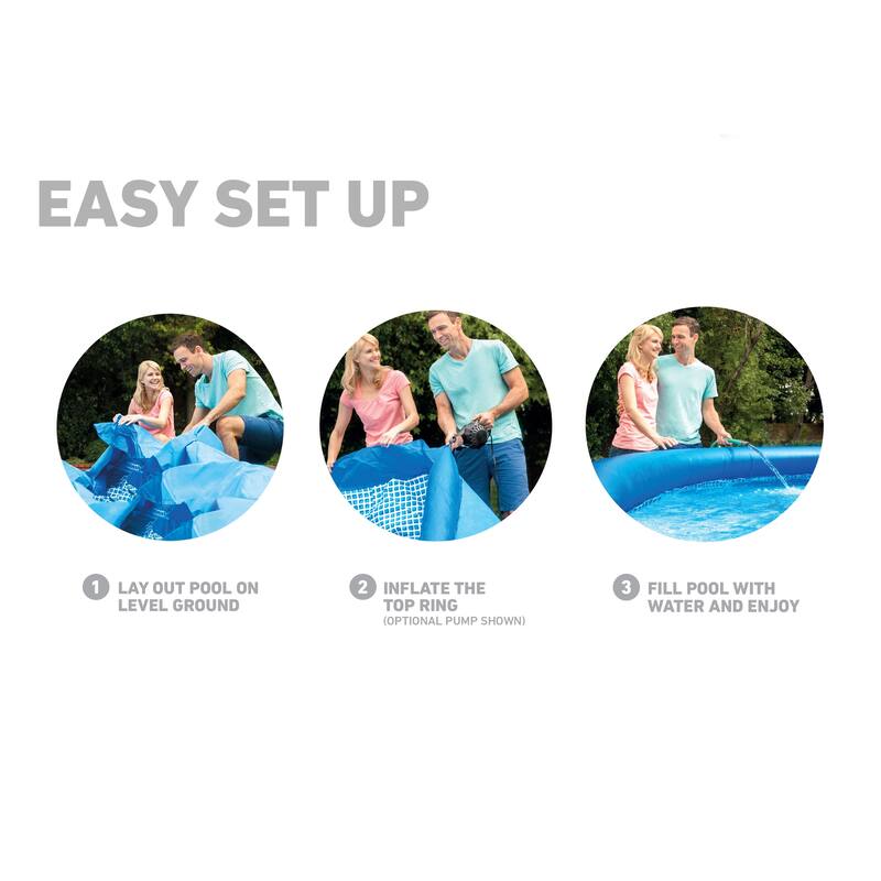 Intex 10ft x 30in Easy Set Inflatable Round Plastic Family Swimming Pool & Pump - 27