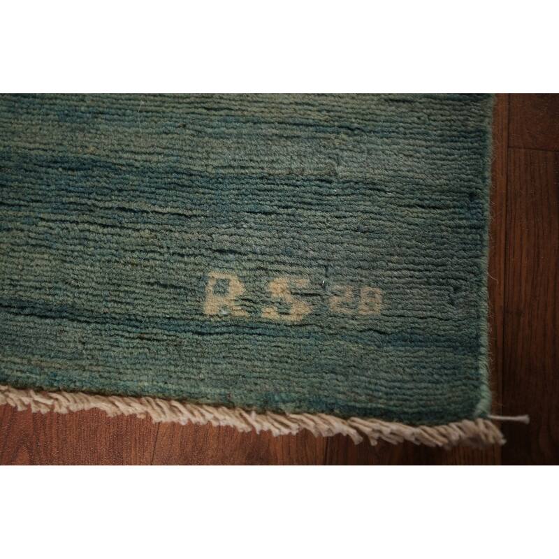 Oriental Green & Blue Modern Gabbeh Area Rug Handmade Wool Carpet - 6'6" x 9'9"