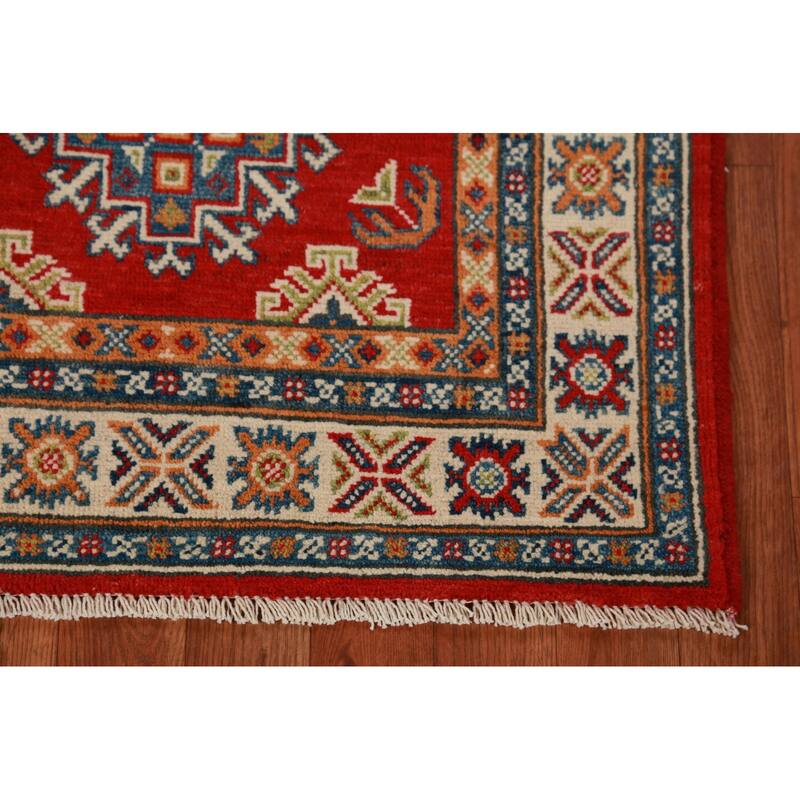 Red Kazak Foyer Rug Bedroom Hand-Knotted Wool Carpet - 2'8"x 4'1"