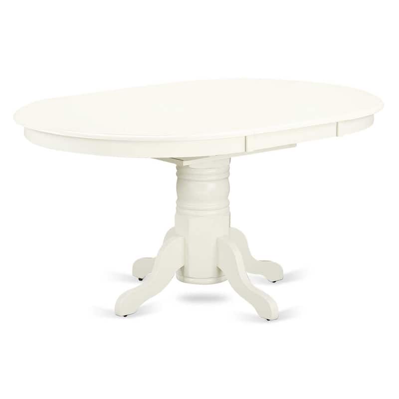 HomeStock 7-Pc Linen White Finish Solid Wood Top Dining Table with 6 Parson-Chairs with Butterfly Leaf