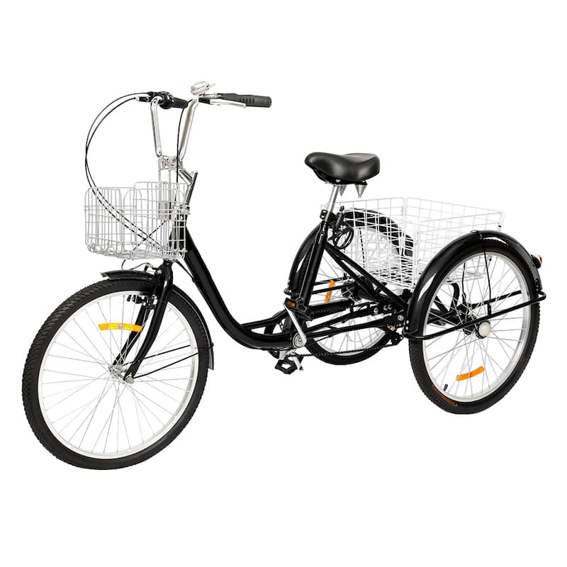 Adult Tricycle 24-Inch Wheel Trikes, Three Wheel Cruiser Bike