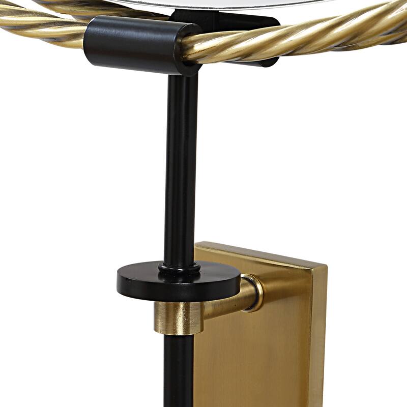 Round Double Twisted Framed Iron Wall Mirror - 47.75" - Antique Brass