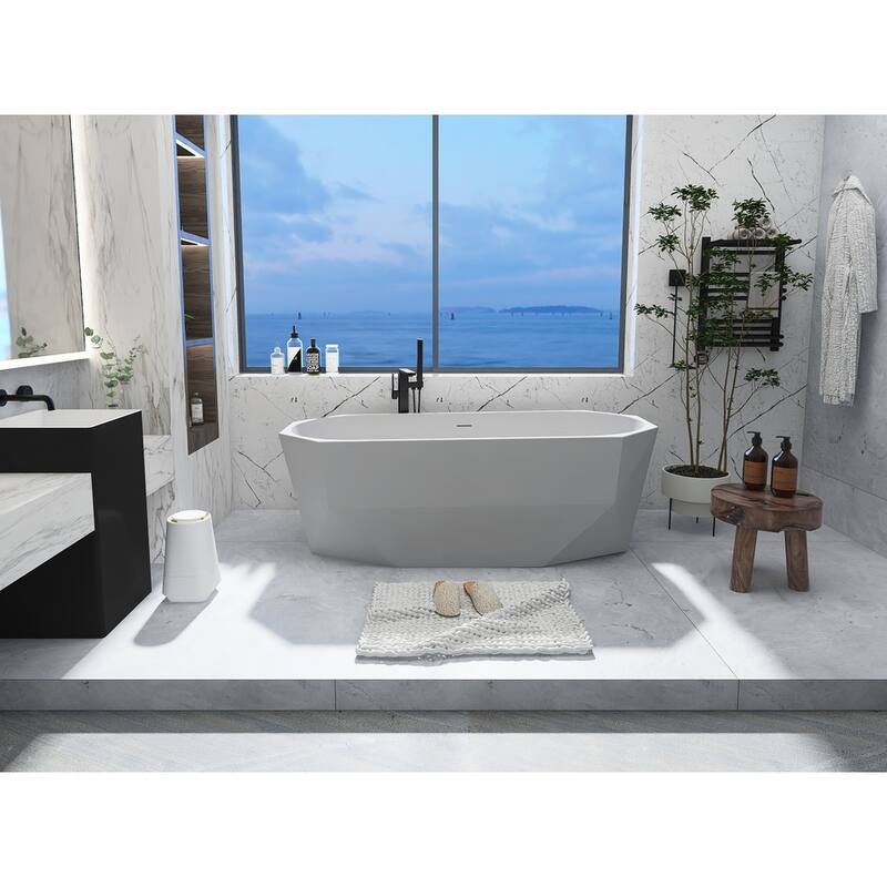 Edward Soaking Diamond Style Bathtub in Glossy White