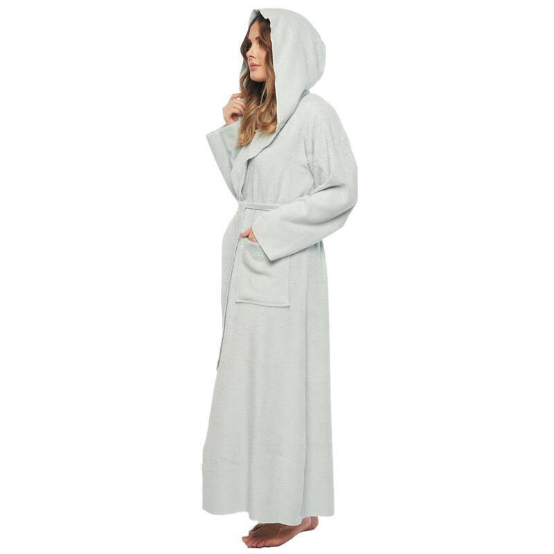 Women's Angel Stlyle Robe Ankle Long Hooded Turkish Cotton Bathrobe