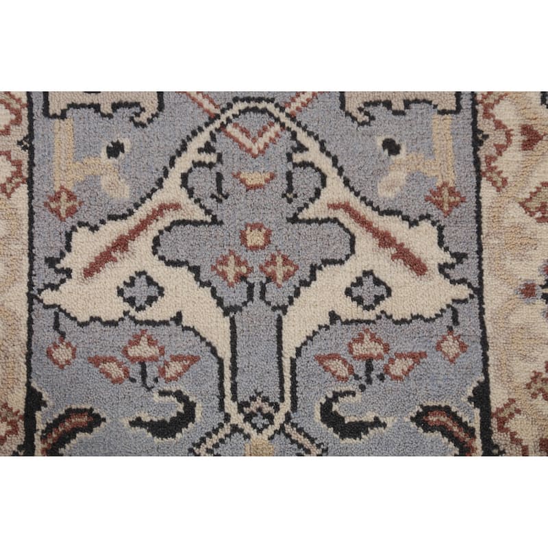Blue Oushak Oriental Runner Rug Handmade Floral Wool Carpet - 2'7"x 8'0"