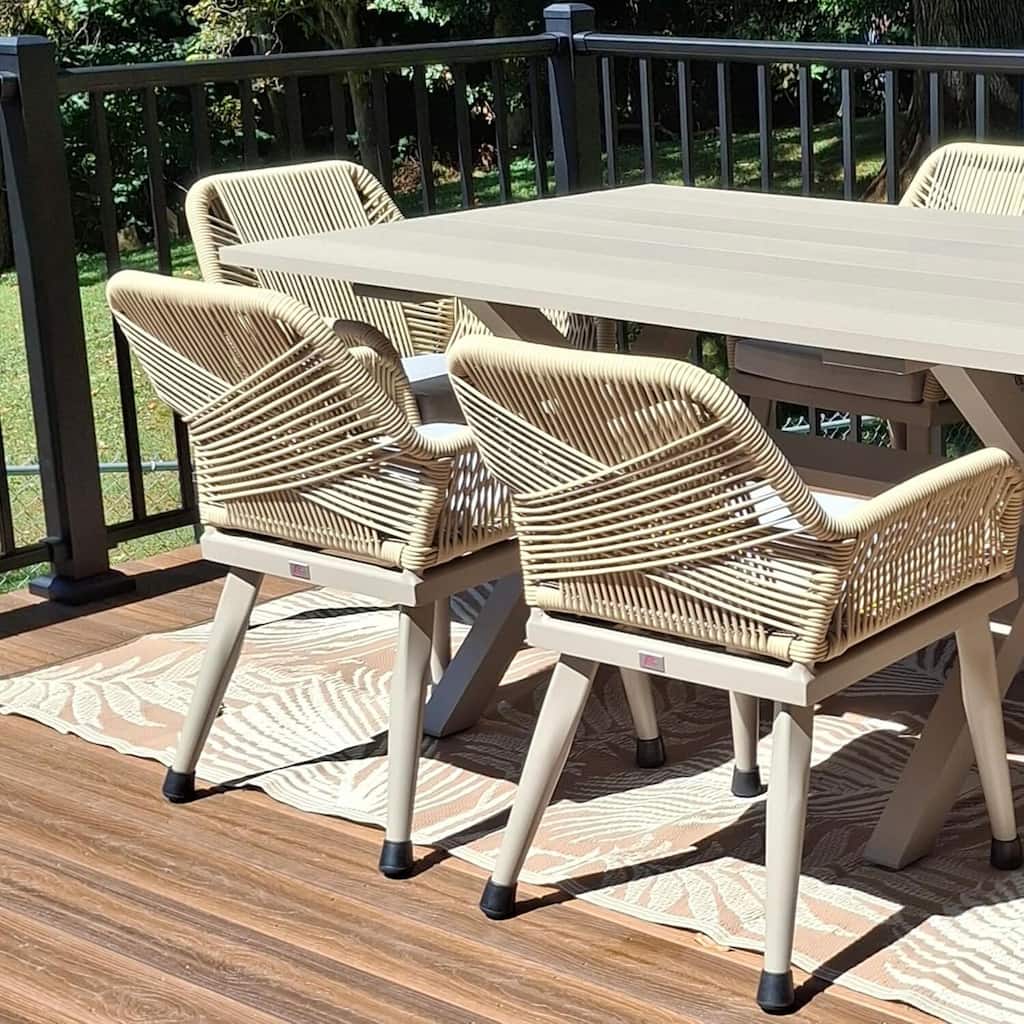 PURPLE LEAF PE Rattan Outdoor Dining Set with All Aluminum Frame